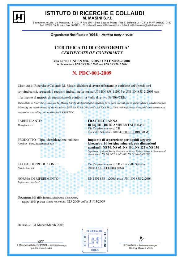 Certificazione Istituto Masini